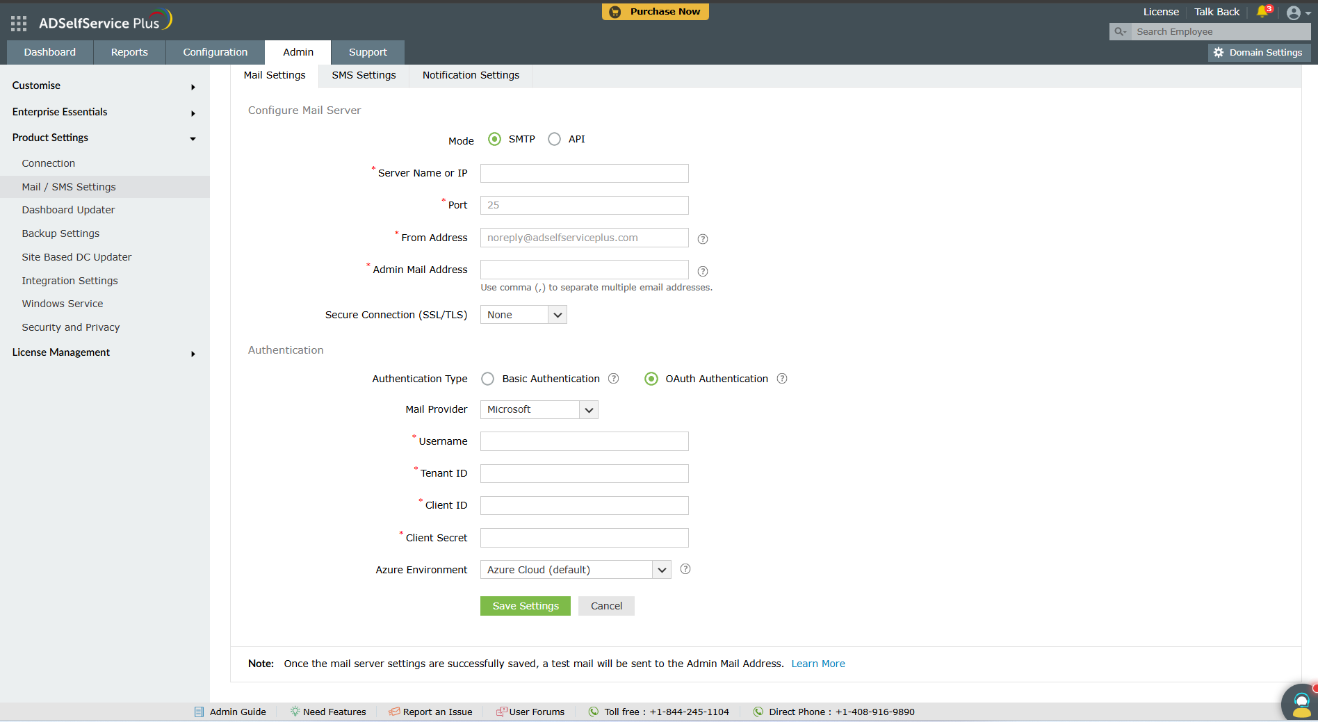config_mail Mail server settings
