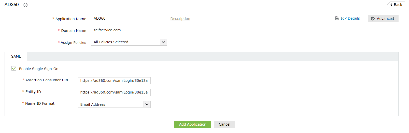 Configuring SAML SSO for ManageEngine AD360