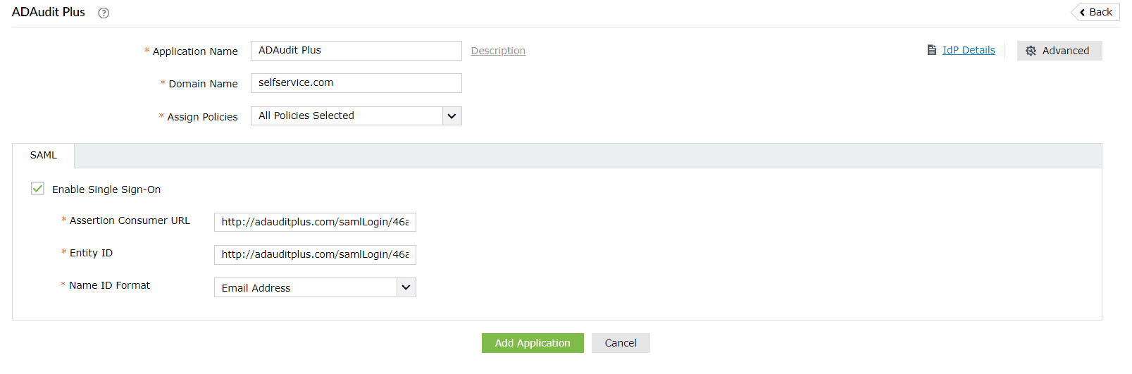 Configuring SAML SSO for ManageEngine ADAudit Plus