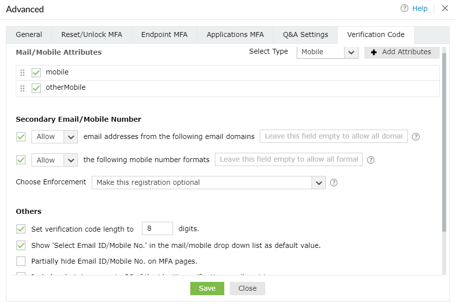 VC-Mobile Advanced setting