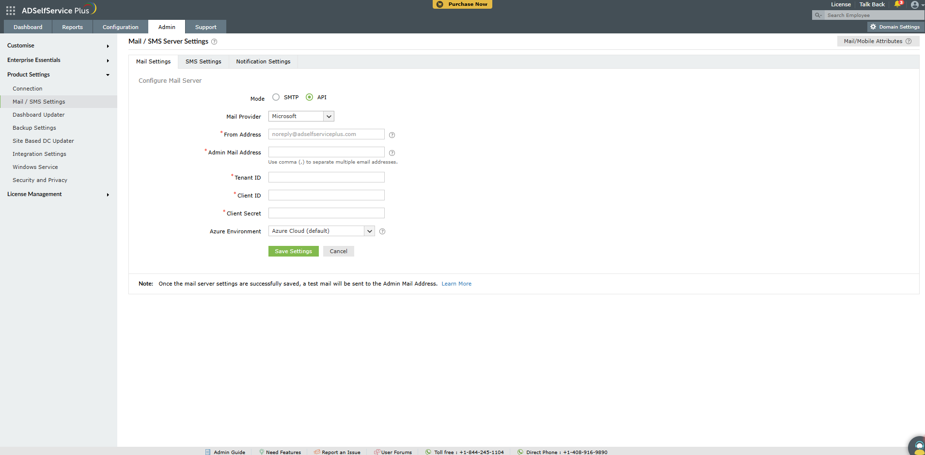 config_mail Mail server settings