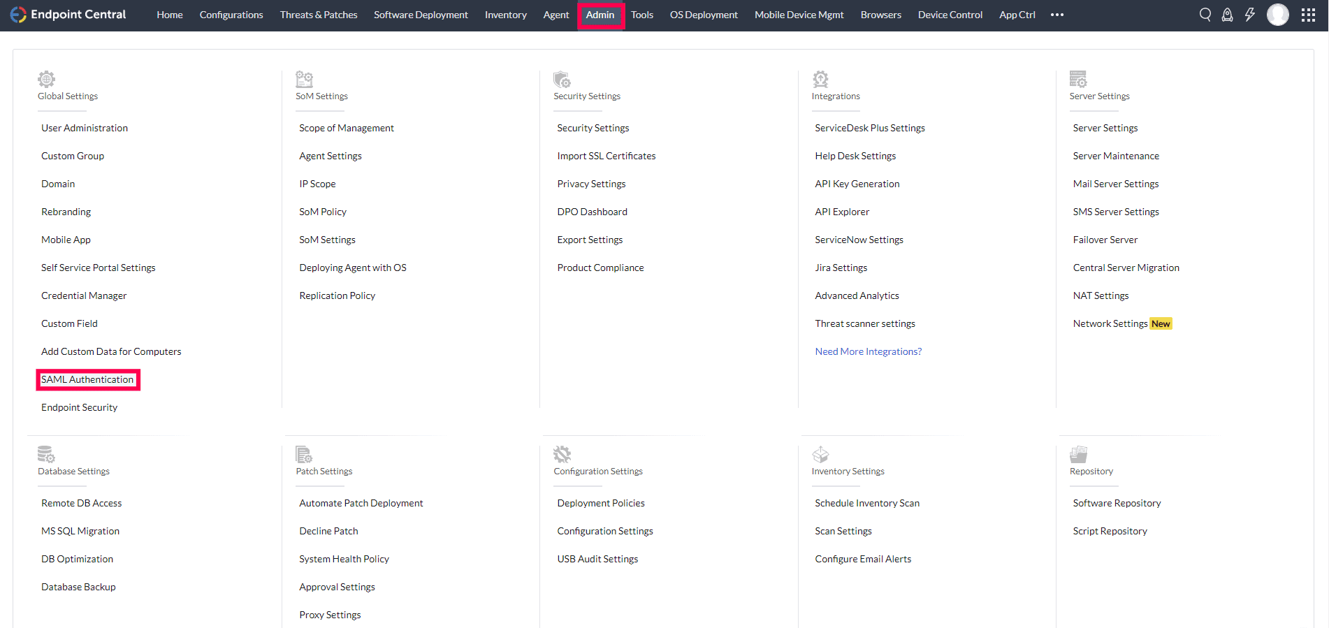 Configuring SAML SSO for ManageEngine Endpoint Central