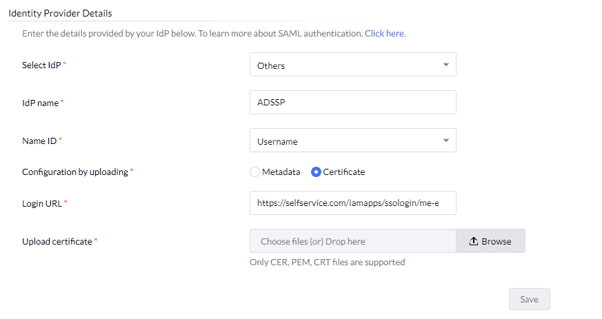 Configuring SAML SSO for ManageEngine Endpoint Central