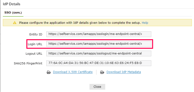 Configuring SAML SSO for ManageEngine Endpoint Central