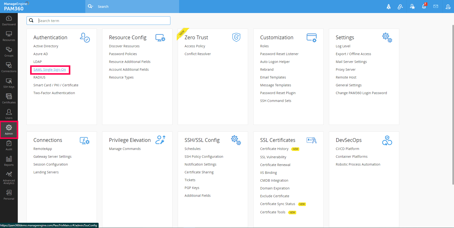 Configuring SAML SSO for ManageEngine PAM360