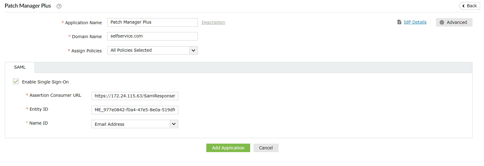 Configuring SAML SSO for ManageEngine Patch Manager Plus