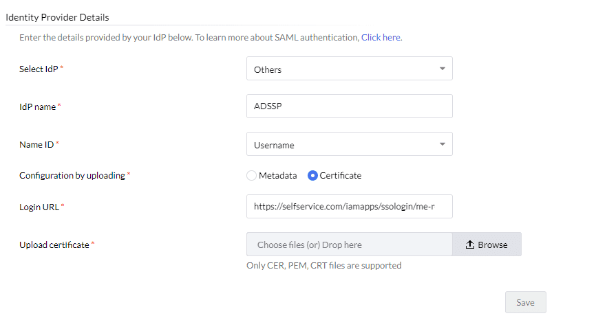 Configuring SAML SSO for ManageEngine Remote Access Plus