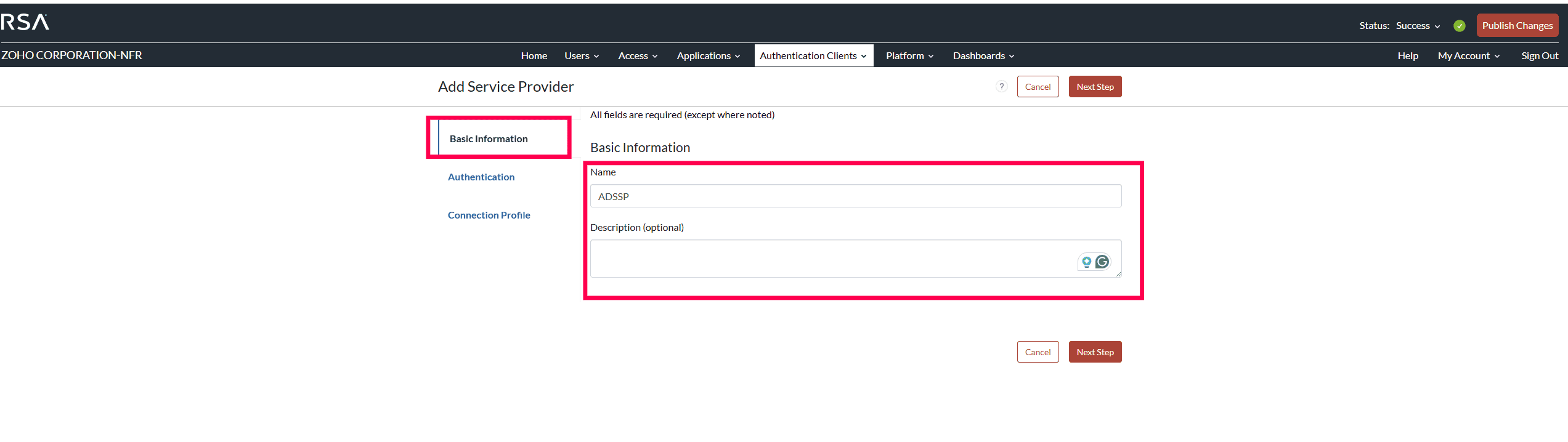 Setting up a custom authenticator in RSA Cloud