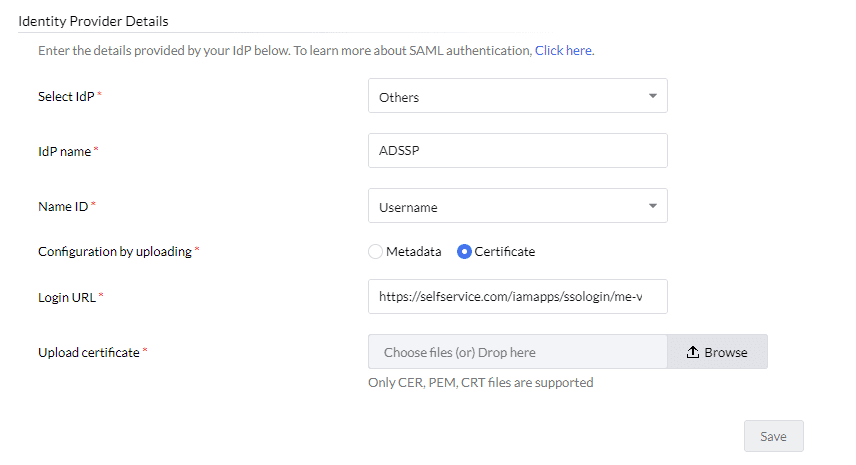 Configuring SAML SSO for ManageEngine Vulnerability Manager Plus